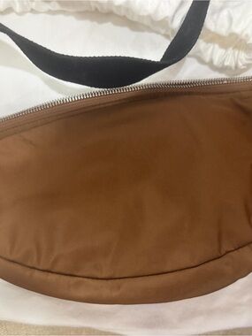 The Row Slouchy Banana Crossbody Bag Brown Nylon Quiet Luxury